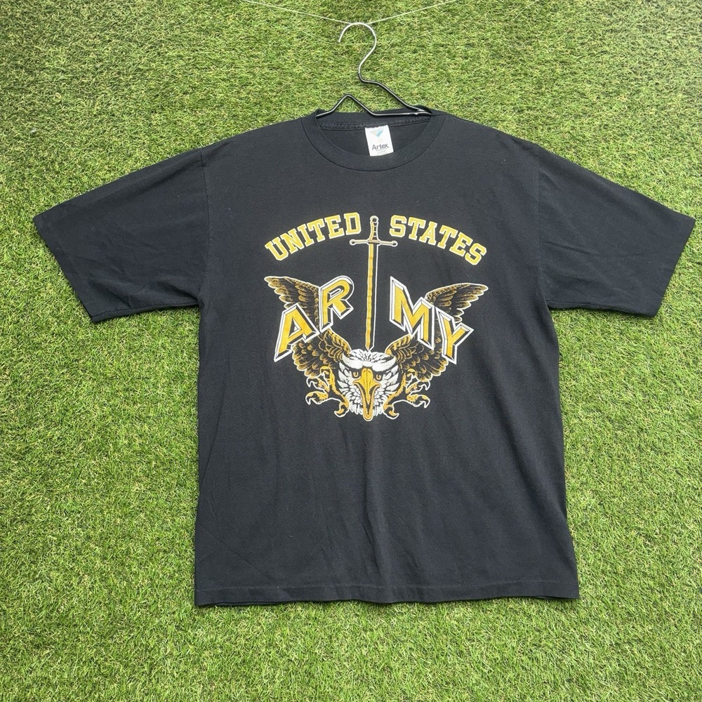 Vintage US Army Shirt Mens Large Double Sided Single Stitch Made USA Black 90s